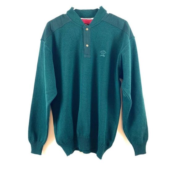Vintage Paul & Shark Yachting Wool Knit Sweater Elbow Patch Mens size L Green - Picture 1 of 10